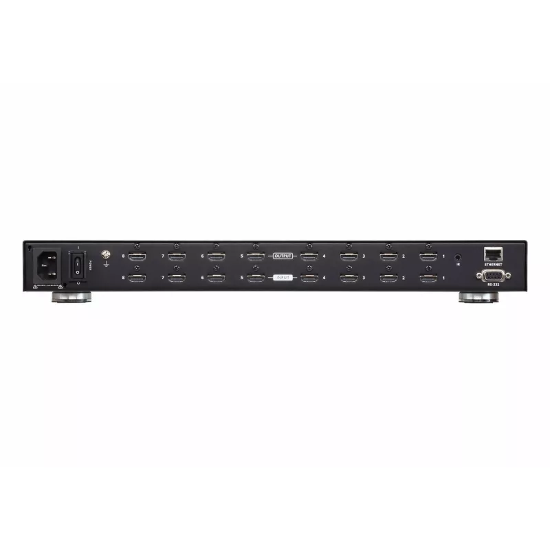 Comutador de matriz HDMI ATEN 8X8 True 4K, comutador de matriz AV, 18 Gbit/s, 600 MHz, 4096 x 2160 píxeis, 4096 x 2160, 3840 x 2160, 1920 x 1200, preto