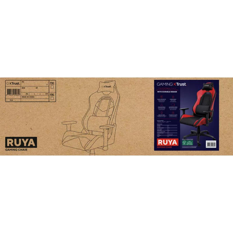 Cadeira gaming universal Trust GXT 714 RUYA preta, vermelha