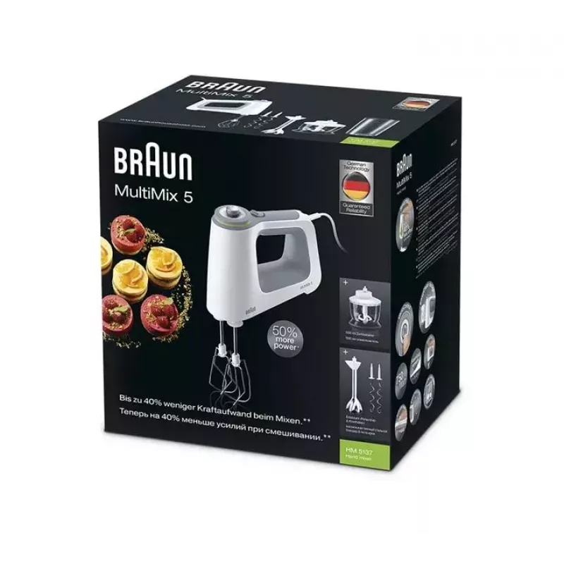 Batedeira de mão Braun MultiMix 5 HM 5137 750 W cinzento, branco