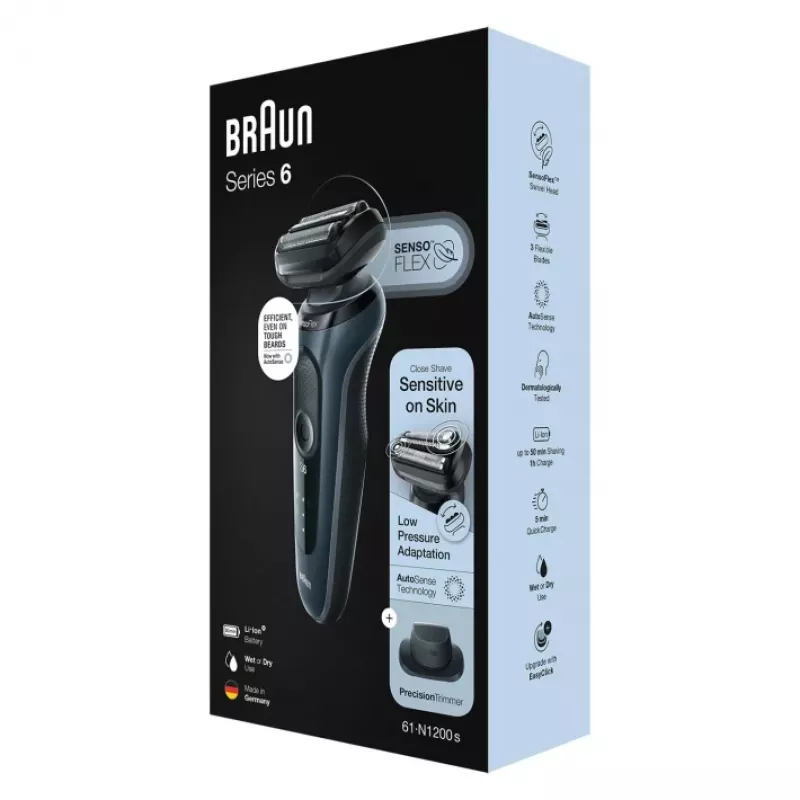 Máquina de barbear de lâmina Braun Series 6 61-N1200s aparador preto
