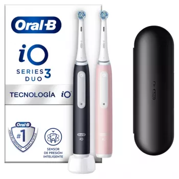 Escova de dentes elétrica vibratória Oral-B iO3 Duo adulto preto, rosa, branco