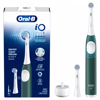 Escova de dentes elétrica BRAUN Oral‑B iO Series 2 verde recarregável com estojo de viagem