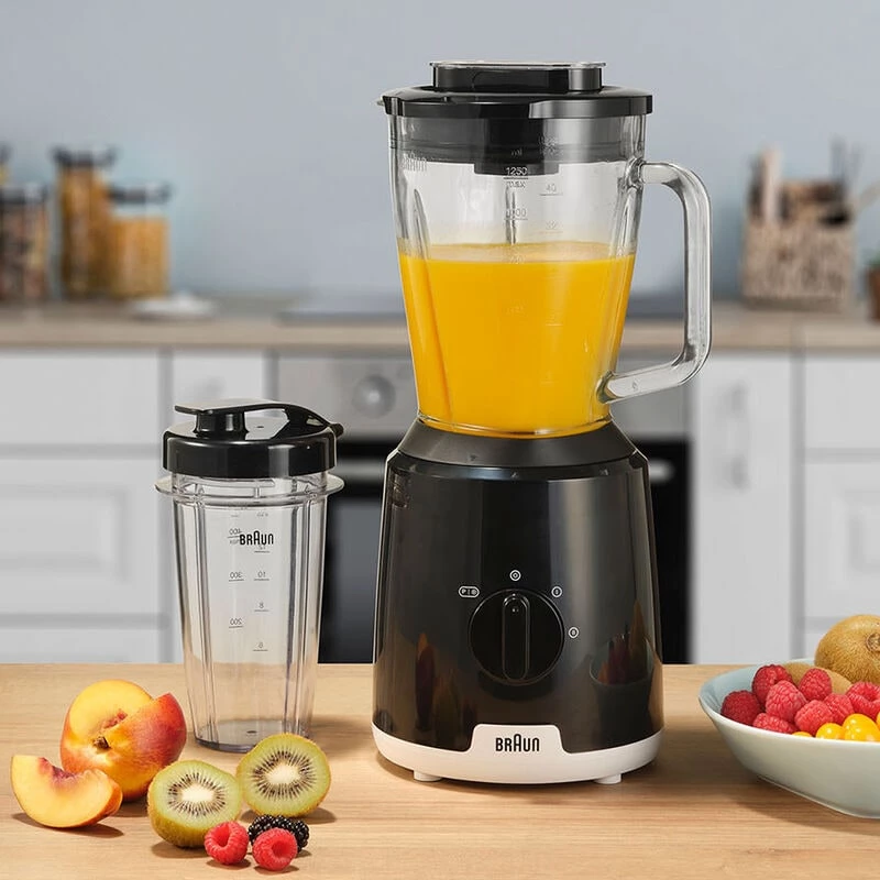 Braun JB1051BK PowerBlend 1 liquidificadora de bancada, 600 W, 1,25 l, jarro de vidro, preta