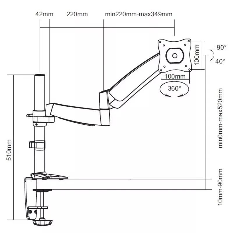 Suporte de secretária articulado para monitor Equip 13–27 polegadas