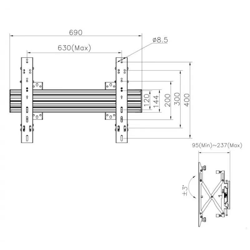 Suporte de parede para TV modular Push-In Pop-Out Equip 37-65 polegadas
