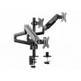 Suporte de secretária para três monitores Equip 17-27 polegadas, grampo, 21 kg, 75 x 75 mm, 100 x 100 mm, altura ajustável, Preto