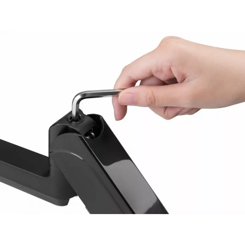 Suporte de secretária para três monitores Equip 17-27 polegadas, grampo, 21 kg, 75 x 75 mm, 100 x 100 mm, altura ajustável, Preto