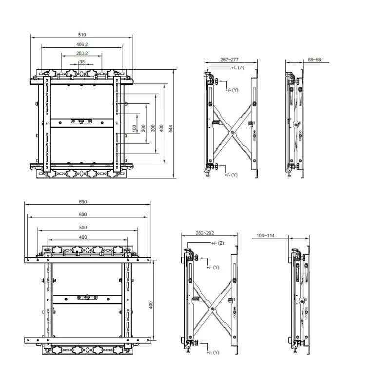 Suporte de parede para TV Push-In-Pop-Out Equip 48,3 cm (19 polegadas) – 139,7 cm (55 polegadas), 50 kg, 100 x 100 mm, 600 x 400 mm, 0–10°