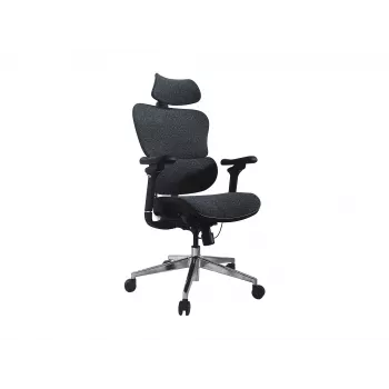 Cadeira de escritório ergonómica Equip Premium com apoio de cabeça e braços, azul e preto