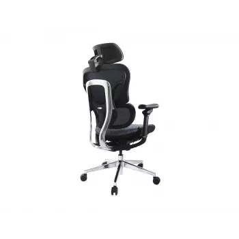 Cadeira de escritório ergonómica Equip Premium com apoio de cabeça e braços, azul e preto
