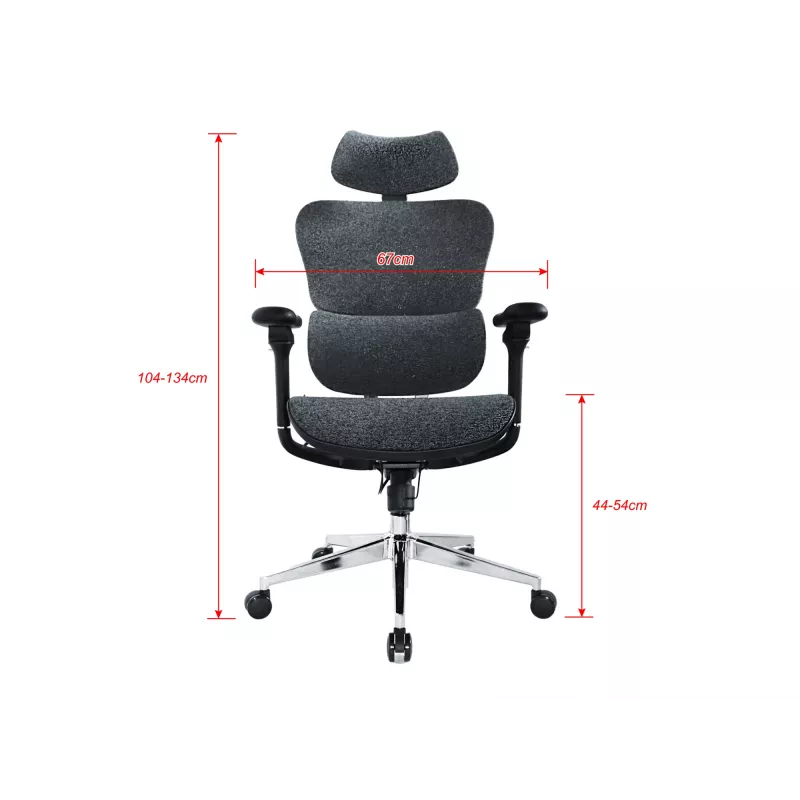 Cadeira de escritório ergonómica Equip Premium com apoio de cabeça e braços, azul e preto