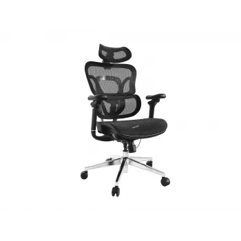 Cadeira de escritório ergonómica Equip Premium com apoio de cabeça e braços, preta