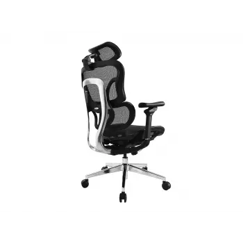Cadeira de escritório ergonómica Equip Premium com apoio de cabeça e braços, preta