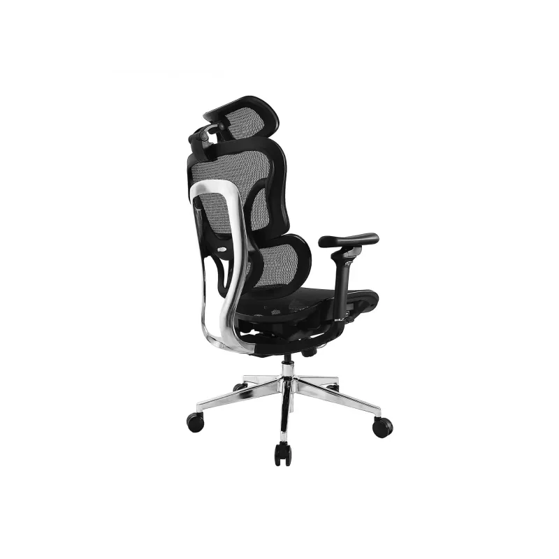 Cadeira de escritório ergonómica Equip Premium com apoio de cabeça e braços, preta