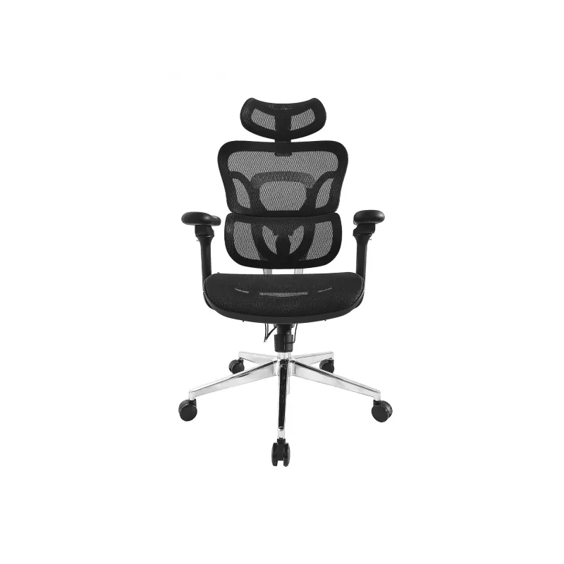 Cadeira de escritório ergonómica Equip Premium com apoio de cabeça e braços, preta