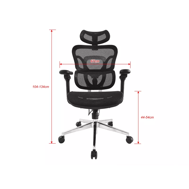 Cadeira de escritório ergonómica Equip Premium com apoio de cabeça e braços, preta