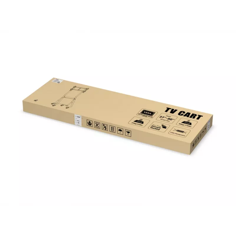 Carrinho de TV robusto Equip 37-80 polegadas, 94 cm (37 polegadas), 2,03 m (80 polegadas), 200 x 200 mm, 600 x 400 mm, alumínio, plástico, aço inoxidável, preto