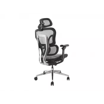 Cadeira de escritório ergonómica Equip Premium com apoio de cabeça e braços, cinzento