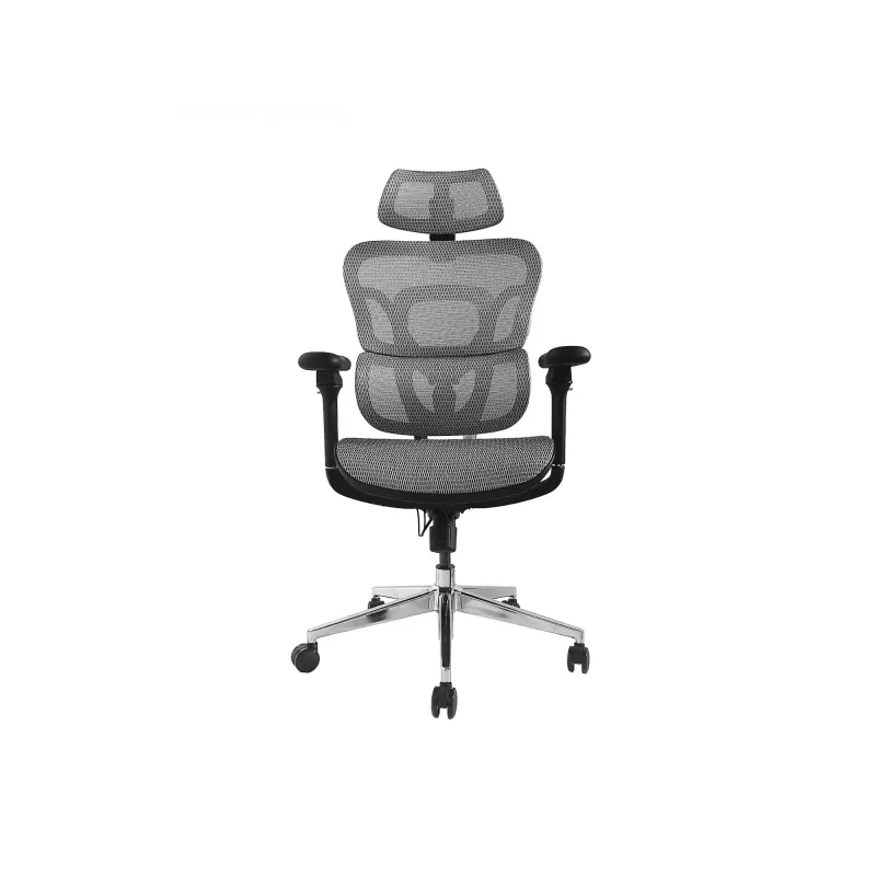 Cadeira de escritório ergonómica Equip Premium com apoio de cabeça e braços, cinzento