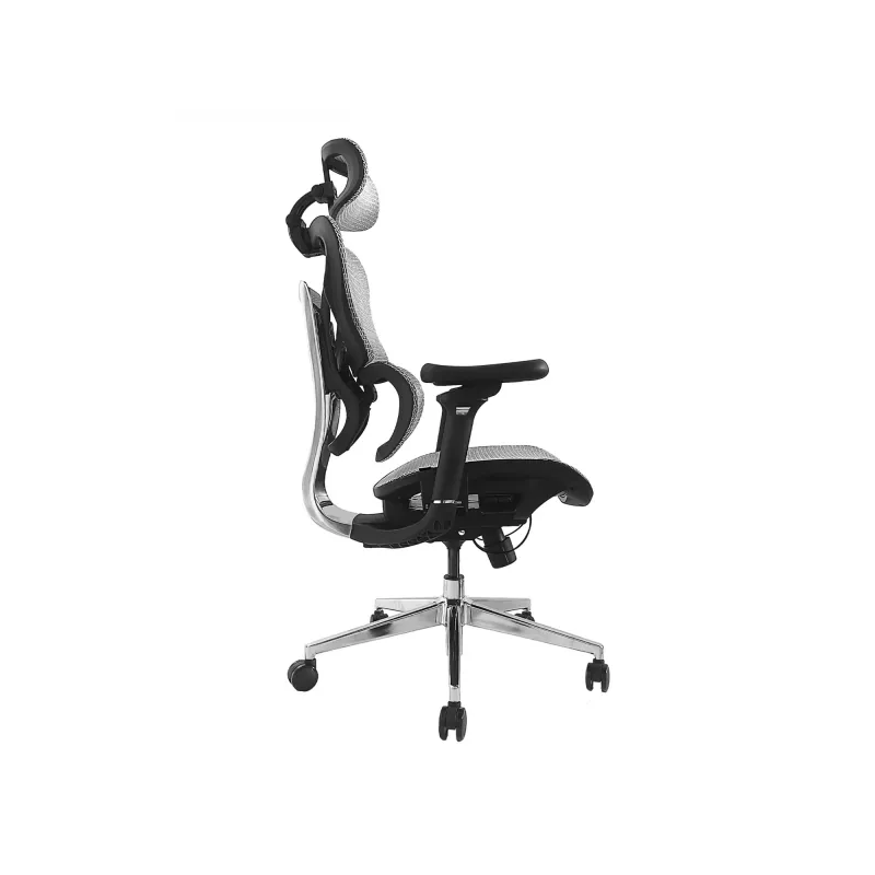 Cadeira de escritório ergonómica Equip Premium com apoio de cabeça e braços, cinzento