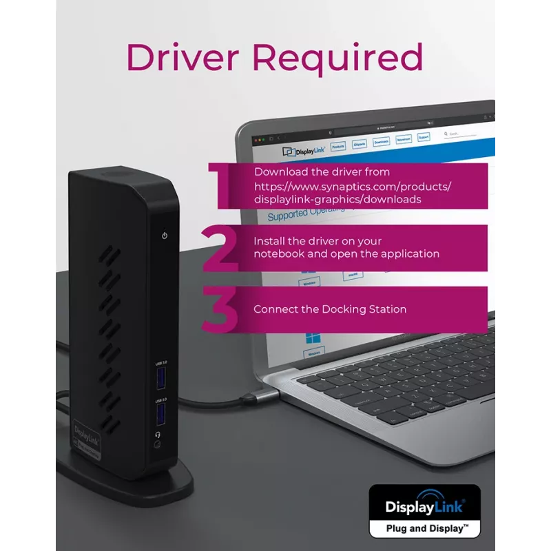 ICY BOX IB-DK2252AC com fios USB 3.2 Gen 1 (3.1 Gen 1) Type-C preto