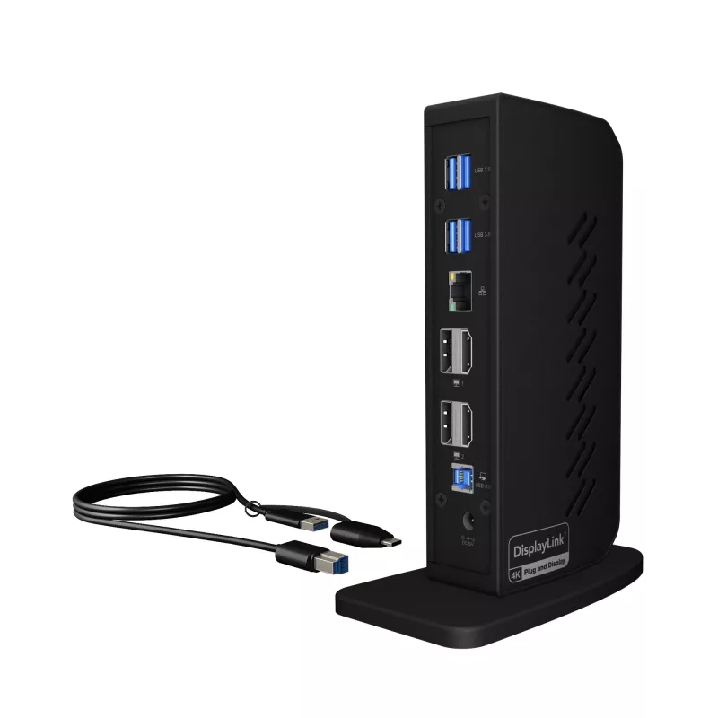 ICY BOX IB-DK2252AC com fios USB 3.2 Gen 1 (3.1 Gen 1) Type-C preto