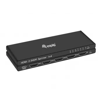 Equip divisor HDMI 2.0 ultrafino de 4 portas, HDMI, 4x HDMI, 3840 x 2160 píxeis, preto, alumínio, 4K Ultra HD