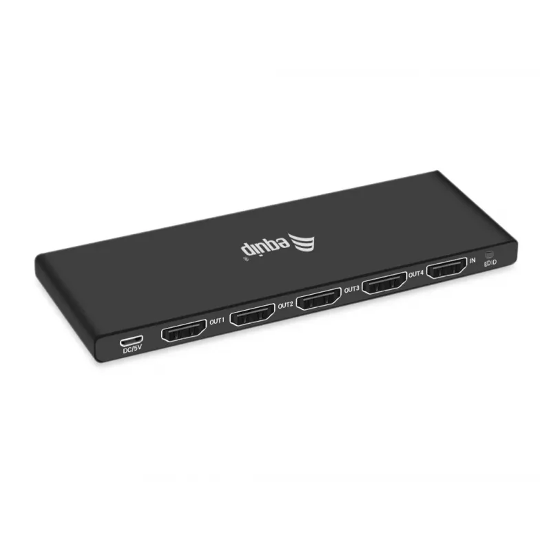 Equip divisor HDMI 2.0 ultrafino de 4 portas, HDMI, 4x HDMI, 3840 x 2160 píxeis, preto, alumínio, 4K Ultra HD