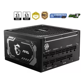 Fonte de alimentação MSI MAG A1000GL PCIE5 1000 W 24 pinos ATX ATX preto