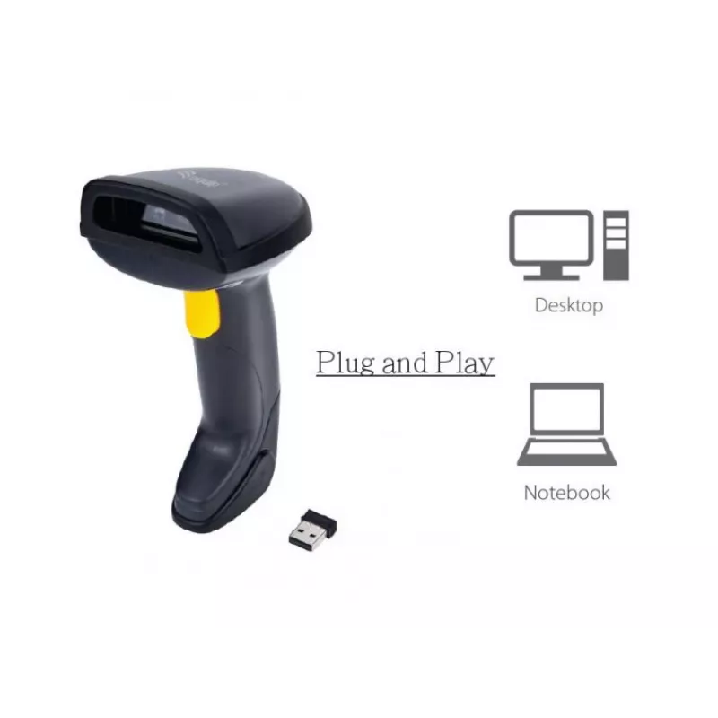 Leitor de códigos de barras 2D dual-mode sem fios Equip 2,4GHz + Bluetooth, com suporte