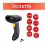 Leitor de códigos de barras 2D dual-mode sem fios Equip 2,4GHz + Bluetooth, com suporte