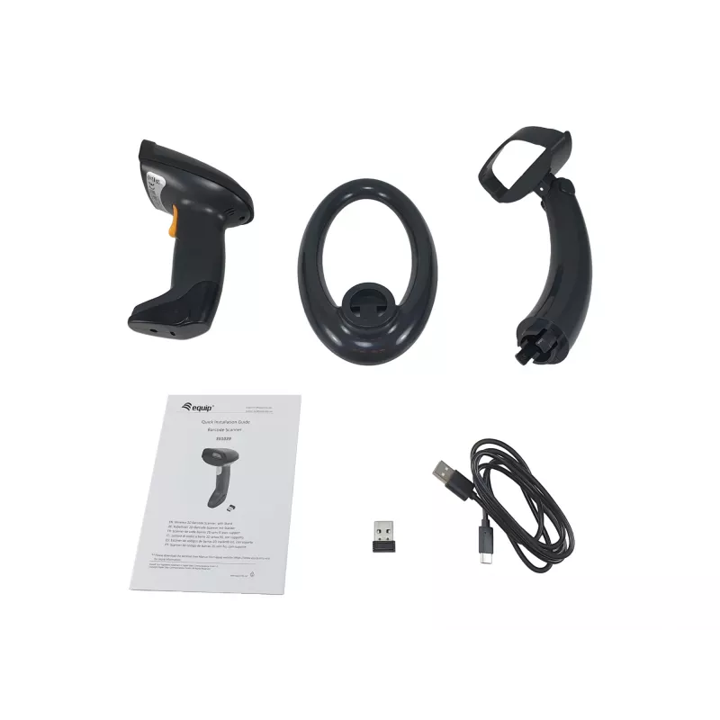 Leitor de códigos de barras 2D dual-mode sem fios Equip 2,4GHz + Bluetooth, com suporte