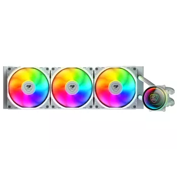 Refrigeração líquida para CPU COUGAR, Poseidon Elite 360, ARGB, branco, refrigeração líquida all-in-one, 12 cm, 500 rpm, 2200 rpm, branco