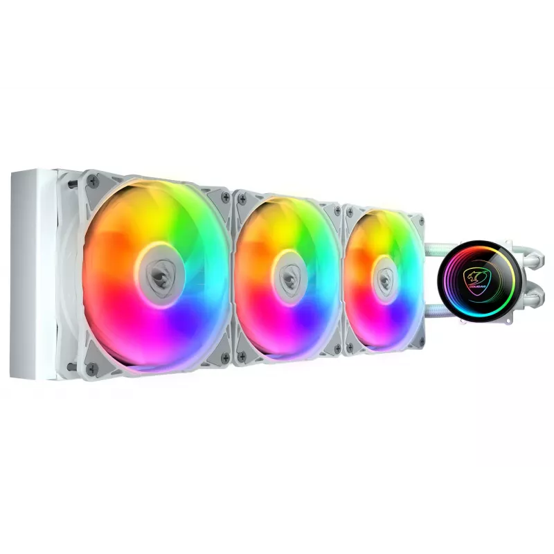 Refrigeração líquida para CPU COUGAR, Poseidon Elite 360, ARGB, branco, refrigeração líquida all-in-one, 12 cm, 500 rpm, 2200 rpm, branco