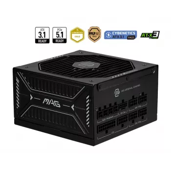 Fonte de alimentação MSI MAG A850GLS PCIE5 850 W 24 pinos ATX ATX preto