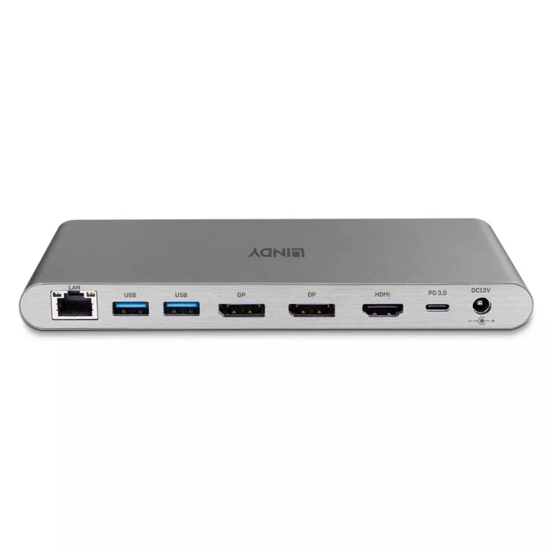 Lindy DST-Pro 5K XT, docking station USB-C para portátil com triple display (4K) ou single display (5K) e carregamento pass-through 100 W