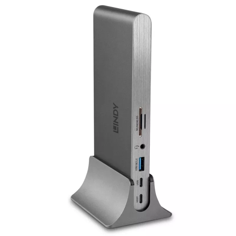 Lindy DST-Pro 5K XT, docking station USB-C para portátil com triple display (4K) ou single display (5K) e carregamento pass-through 100 W