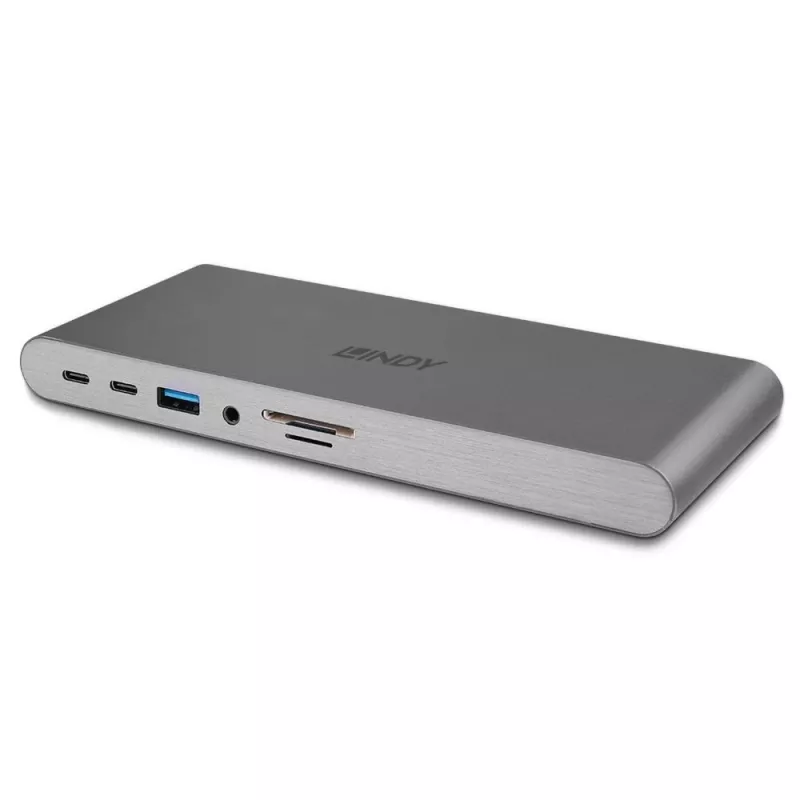 Lindy DST-Pro 5K XT, docking station USB-C para portátil com triple display (4K) ou single display (5K) e carregamento pass-through 100 W