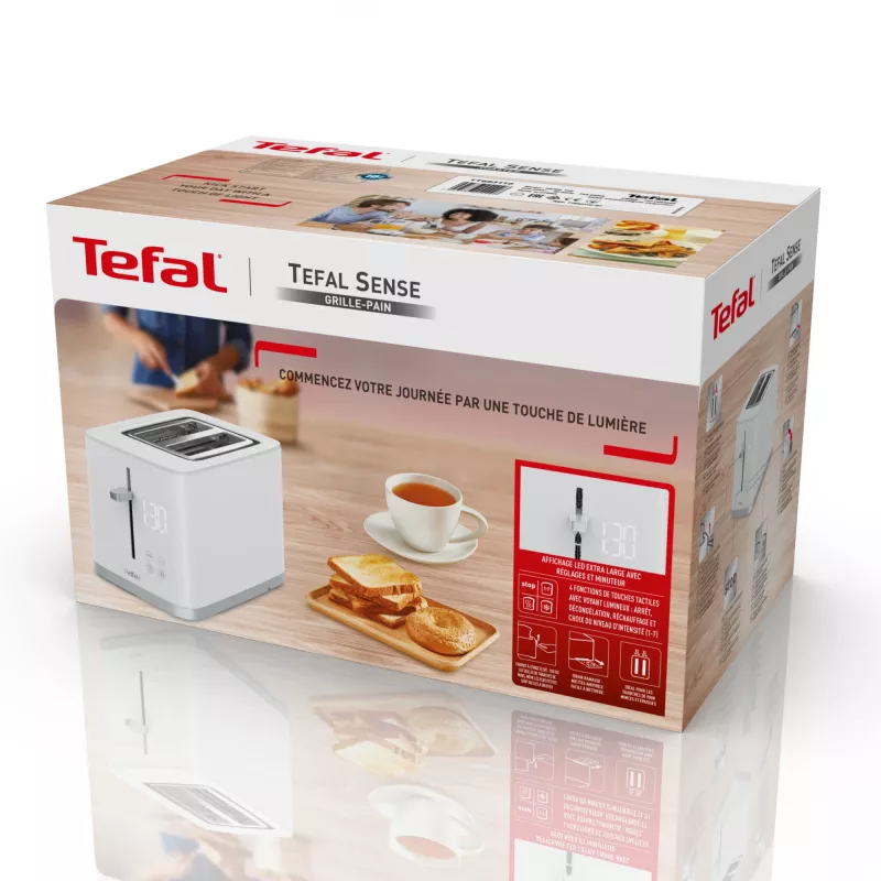 Torradeira Tefal Sense TT6931 — 2 fatias, 850 W, branca, 7 níveis de tostagem, indicador LED