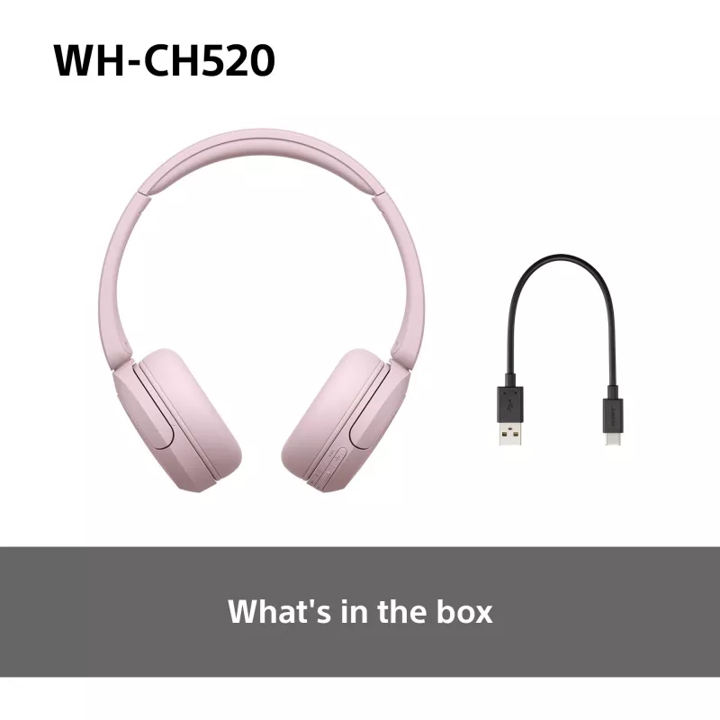 Sony WHCH520P.CE7, sem fios, 20 - 20000 Hz, chamadas/música, 147 g, headset, rosa