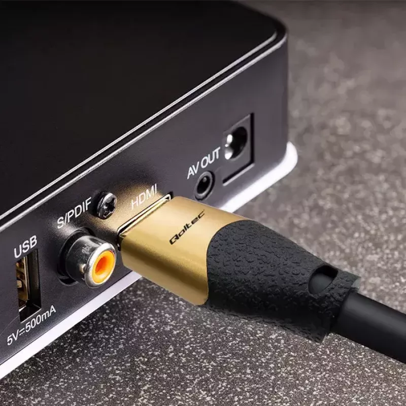 Qoltec 50354 cabo HDMI 2.1 Ultra High Speed, 1 m, 8K 60 Hz, 30AWG, dourado