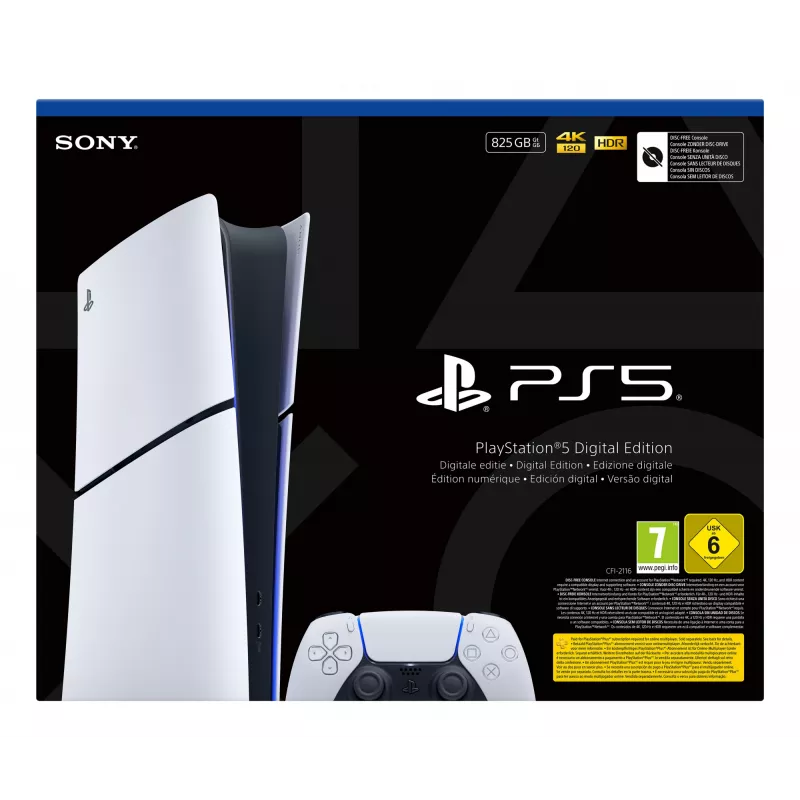 Sony PlayStation 5 Digital Edition (Slim) 825 GB Wi-Fi preto, branco