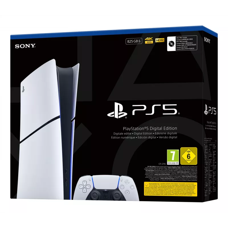 Sony PlayStation 5 Digital Edition (Slim) 825 GB Wi-Fi preto, branco