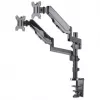 Manhattan suporte duplo de secretária para TV e monitores (mola a gás com movimento total), para ecrãs de 10 polegadas a 27 polegadas, montagem por aperto ou por bucha, compatibilidade VESA: 75x75 e 100x100 mm - verifique as dimensões dos quatro orifícios de fixação na parte traseira do ecrã para garantir que encaixa, máx. 8 kg (cada)