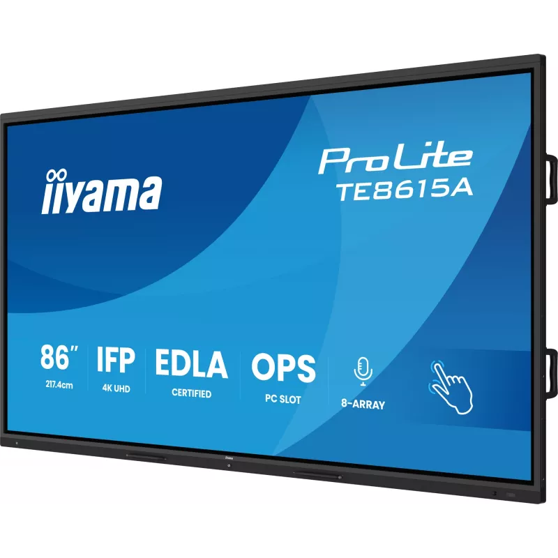 iiyama TE8615A-B1AG Ecrã de sinalização Painel interativo 2,17 m (85,6 polegadas) Wi-Fi 550 cd/m² 4K Ultra HD Preto Ecrã tátil Processador integrado Android