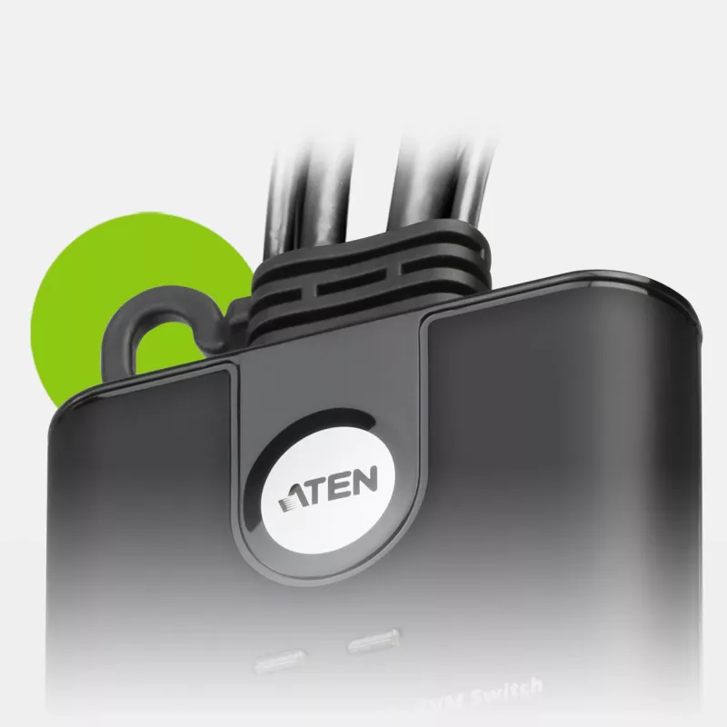 ATEN Comutador KVM USB FHD HDMI de 2 portas com cabo, 1920 x 1200 píxeis, Full HD, 1,518 W, Preto