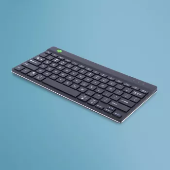 Teclado ergonómico R-Go Tools R-Go Compact Break, teclado compacto com software de pausas, QWERTY (US), Bluetooth, preto