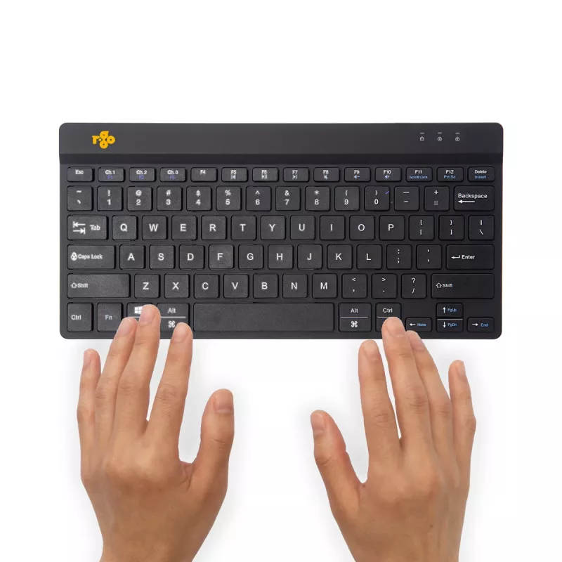 Teclado ergonómico R-Go Tools R-Go Compact Break, teclado compacto com software de pausas, QWERTY (US), Bluetooth, preto