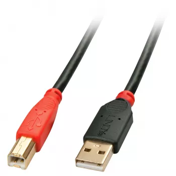 Cabo ativo USB 2.0 Lindy 10 m Type-A para B, 10 m, USB A, USB B, USB 2.0, macho/macho, preto, vermelho