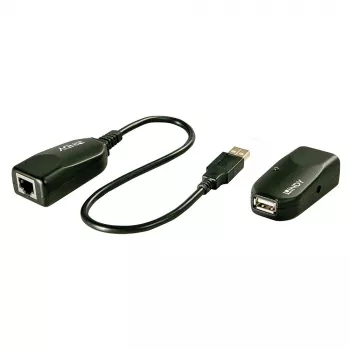 Extensor USB 2.0 Cat.6 Lindy 50m, transmissor e recetor de rede, 50 m, 480 Mbit/s, Cat5, Cat5e, Cat6, LG-8311, Preto